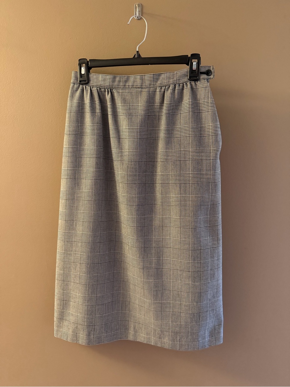 Librarian Chic Classic Vintage Plaid Houndstooth Pencil Skirt - Black & White